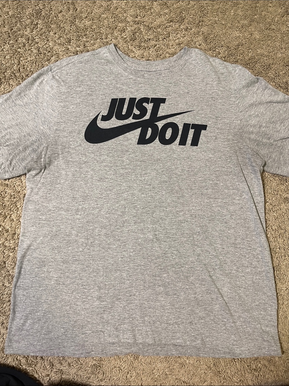 Nike Gray Short-Sleeve 'Just Do It' Tee with Black Logo